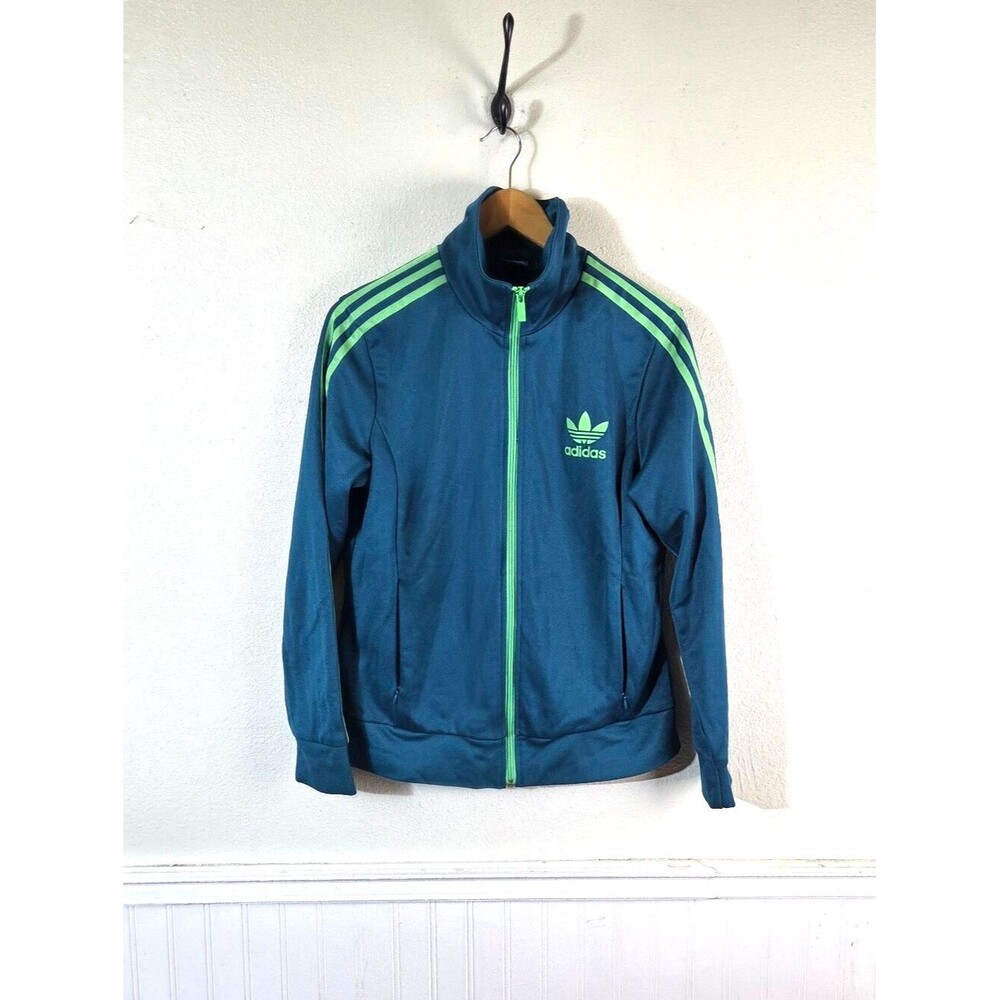 Adidas Originals Womens Tropical Track Jacket Large Blue Green Trefoil Athletic